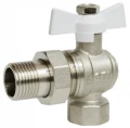 Изображение товара Кран шаровой STI 1/2″ Ду15 Ру40 полнопроходной, угловой, латунь, уплотнение - фторопласт, внутренняя резьба / американка, ручка-бабочка