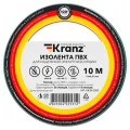 Изображение товара Изолента самозатухающая KRANZ ширина - 15 мм, длина - 10 м, толщина - 0.13 мм, материал - поливинилхлорид, цвет - желто-зеленый