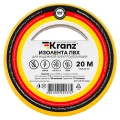 Изображение товара Изолента самозатухающая KRANZ ширина 15 мм длина 20 м желтая электроизоляция
