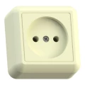 Изображение товара Розетка Кунцево-Электро Оптима РА10-375 1-местная открытой установки без заземления, номинальный ток - 10 А, степень защиты IP20, с монтажной пластиной, цвет - слоновая кость