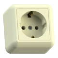 Изображение товара Розетка Кунцево-Электро Оптима РА16-376 1-местная открытой установки с заземлением со шторками, номинальный ток - 16 А, степень защиты IP20, с монтажной пластиной, цвет - слоновая кость