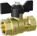 Изображение товара Кран шаровой LD Pride 44.15.В-В.М.Б 1/2″ Ду15 Ру16 для манометра полнопроходной, двухходовой, латунь ЛС59-1В никелированная, уплотнение - фторопласт Ф-4, внутренняя резьба, ручка-бабочка