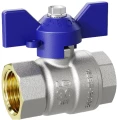Изображение товара Кран шаровой LD Pride 47.25.В-В.Б (blue) 1″ Ду25 Ру40 стандартнопроходной, двухходовой, латунь ЛС59-1, уплотнение - PTFE, внутренняя резьба, ручка-бабочка, синий