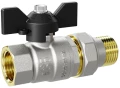 Изображение товара Кран шаровой LD Pride 47.25.В-ГШ.Б 1″ Ду25 Ру40 стандартнопроходной, двухходовой, латунь ЛС59-1, уплотнение - PTFE, внутренняя резьба / американка, ручка-бабочка