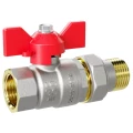 Изображение товара Кран шаровой LD Pride 47.20.В-ГШ.Б (red) 3/4″ Ду20 Ру40 стандартнопроходной, двухходовой, латунь ЛС59-1, уплотнение - PTFE, внутренняя резьба / американка, ручка-бабочка красная