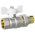 Изображение товара Кран шаровой LD Pride 47.20.В-ГШ.Б (white) 3/4″ Ду20 Ру40 стандартнопроходной, двухходовой, латунь ЛС59-1, уплотнение - фторопласт Ф-4, внутренняя резьба / американка, ручка-бабочка белая