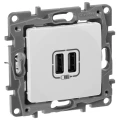 Изображение товара Розетка Legrand Etika USB 2-местная для скрытой установки 240В/5В белая