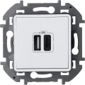 Изображение товара Розетка Legrand Inspiria USB 2-местная для скрытой установки 1 Тип A + 1 Тип C240В/5В 3000мА, механизм, белая