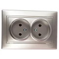 Изображение товара Розетка LEZARD Mira 2-местная скрытой установки без заземления серый металлик