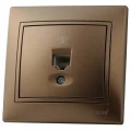 Изображение товара Розетка телефонная LEZARD Mira 1-местная скрытой установки, разъем RJ11, номинальный ток - 16 А, степень защиты IP20, цвет - светло-коричневыйй перламутр