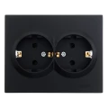 Изображение товара Розетка LEZARD Vesna 2-местная скрытой установки с заземлением, степень защиты IP20, цвет - черный бархат
