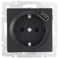 Изображение товара Розетка комбинированная LEZARD Vesna 1-местная с USB скрытой установки с заземлением, степень защиты IP20, механизм, цвет - черный бархат