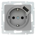 Изображение товара Розетка комбинированная LEZARD Vesna 1-местная с USB скрытая установка заземление IP20