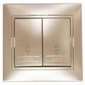 Изображение товара Переключатель двухклавишный LEZARD Mira проходной скрытой установки, номинальный ток - 10 А, цвет - жемчужно-белый перламутр