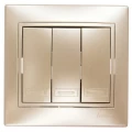 Изображение товара Выключатель трехклавишный LEZARD Mira скрытой установки, номинальный ток - 10 А, цвет - жемчужно-белый перламутр