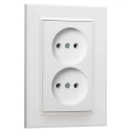 Изображение товара Розетка Makel Karea 2-местная скрытой установки без заземления, номинальный ток - 16А, степень защиты IP20, цвет - белый