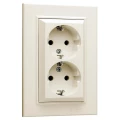 Изображение товара Модель Makel Karea 2-местная скрытая розетка с заземлением кремовая