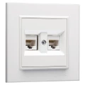 Изображение товара Розетка компьютерная Makel Karea 2-местная скрытой установки, разъем RJ45, кат. 5Е, степень защиты IP20, цвет - белый
