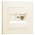 Изображение товара Розетка компьютерная + гнездо Makel Karea скрытой установки, разъем RJ45, кат. 5Е, степень защиты IP20, цвет - кремовый