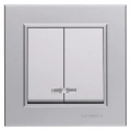 Изображение товара Двухклавишный выключатель Makel Karea скрытой установки с подсветкой серебро 10А