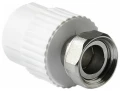 Изображение товара Муфта PPRC MeerPlast Дн20x1/2 дюйм Ру25 белая с накидной гайкой