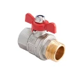 Изображение товара Кран шаровой MVI BV.514 3/4″ Ду20 Ру40 полнопроходной, двухходовой, латунь, никелированный, уплотнение - PTFE, внутренняя резьба / наружная резьба, ручка-бабочка