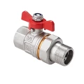 Изображение товара Кран шаровой MVI BV.520 1″ Ду25 Ру40 полнопроходной, двухходовой, латунь, никелированный, уплотнение - PTFE, внутренняя резьба / наружная резьба, со сгоном, ручка-бабочка