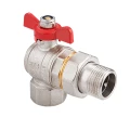 Изображение товара Кран шаровой MVI BV.522 1″ Ду25 Ру40 полнопроходной, двухходовой, латунь, никелированный, уплотнение - PTFE, внутренняя резьба / наружная резьба, угловой со сгоном, ручка-бабочка