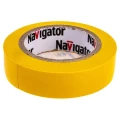 Изображение товара Изолента самозатухающая Navigator NIT-B15-10/Y ширина - 15 мм, длина - 10 м, толщина - 0.13 мм, материал - поливинилхлорид, цвет - желтый