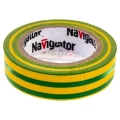 Изображение товара Изолента самозатухающая Navigator NIT-B15-10/YG ширина - 15 мм, длина - 10 м, толщина - 0.13 мм, материал - поливинилхлорид, цвет - желто-зеленый