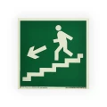 Изображение товара Знак НПО ПУЛЬС E14 «Направление к эвакуационному выходу по лестнице вниз (налево)» на самоклеящейся фотолюминесцентной пленке на пластиковой основе, 150х150мм