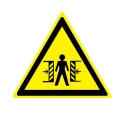 Изображение товара Знак НПО ПУЛЬС W23 «Внимание. Опасность зажима» на самоклеящейся фотолюминесцентной пленке на пластиковой основе, 200х200мм