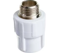 Изображение товара Муфта комбинированная Политэк Дн32x3/4″ Ру25 под приварку/наружная резьба, белая, корпус - полипропилен