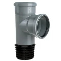 Изображение товара Тройник Политэк Дн110х110 90° с восстановителем раструба, полипропиленовый, серый