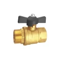 Изображение товара Кран шаровой Remsan 1/2″ Ду15 Ру16 полнопроходной, двухходовой, латунь, внутренняя резьба / наружная резьба, ручка-бабочка, г/ш