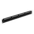 Изображение товара Патч-панель REXANT UTP 19″ в стойку, 24 порта RJ-45, категория - 5e, высота - 1U, цвет - черный