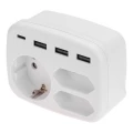 Изображение товара Тройник комбинированный REXANT с заземлением 2х2.5А, 3хUSB-A 2.4А, USB Type-C, номинальный ток - 16 А, степень защиты IP20, цвет - белый