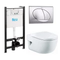 Изображение товара Подвесной унитаз Roca Meridian с инсталляцией микролифт и белым цветом