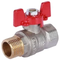 Изображение товара Кран шаровой ROMMER RBV-0004 1/2″ Ду15 Ру40 полнопроходной, двухходовой, латунь CW617N, уплотнение - PTFE, внутренняя резьба / наружная резьба, ручка-бабочка