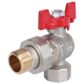 Изображение товара Кран шаровой ROMMER RBV-0006 1/2″ Ду15 Ру40 угловой полнопроходной, двухходовой, латунь CW617N, уплотнение - PTFE, внутренняя резьба / американка, ручка-бабочка