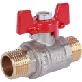 Изображение товара Кран шаровой ROMMER RBV-0007 1/2″ Ду15 Ру40 полнопроходной, двухходовой, латунь CW617N, уплотнение - PTFE, наружная резьба, ручка-бабочка