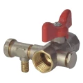 Изображение товара Кран шаровой РОС Ду15 Ру40 полнопроходной, двухходовой, латунь ЛС59-1, внутренняя резьба, ручка-бабочка, со спускником