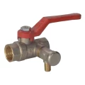 Изображение товара Кран шаровой РОС Ду15 Ру40 полнопроходной, двухходовой, латунь ЛС59-1, внутренняя резьба, ручка-рычаг, со спускником