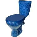 Изображение товара Унитаз-компакт Rosa Элегант синий (кракелюр) (арматура и сиденье, косой выпуск)