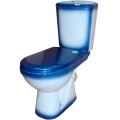 Изображение товара Унитаз-компакт Rosa Комфорт синий (арматура и сиденье, косой выпуск)