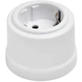 Изображение товара Розетка Bironi Лизетта 1-местная для открытой установки 16А, IP20 ретро с заземлением керамика, цвет - белый
