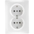 Изображение товара Розетка GUSI ELECTRIC 2-местная для скрытой установки 16А 250В, с заземлением, шторки, механизм, цвет - белый