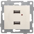 Изображение товара Розетка GUSI ELECTRIC Bravo USB 2-местная скрытой установки, механизм, цвет - бежевый