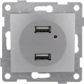 Изображение товара Розетка GUSI ELECTRIC Bravo 2-местная скрытая установка серебро