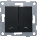 Изображение товара Выключатель двухклавишный GUSI ELECTRIC СП Ugra 10А 250В с индикацией, механизм, цвет - графит